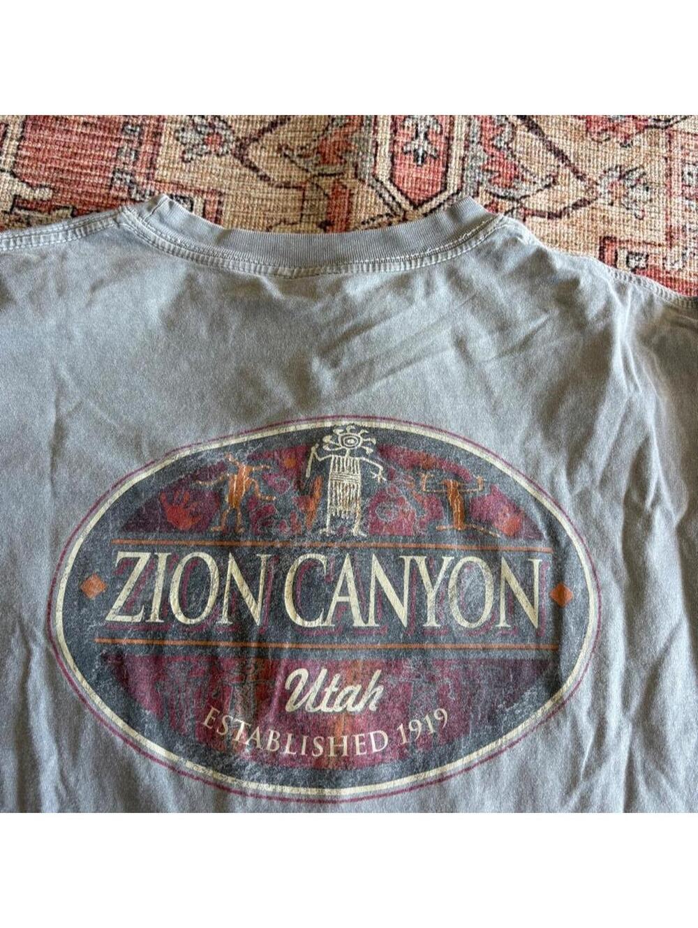 Rare vintage Zion Canyon Utah faded grey cotton graphic boxy t-shirt